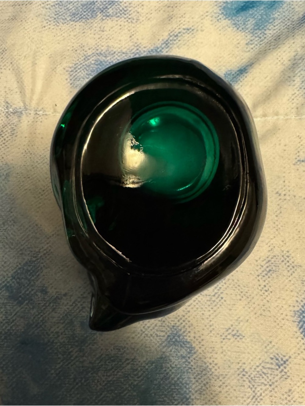 Indiana Glass Emerald Green Heavy Glass Sleeping Cat Votive Candle Holder - Picture 7 of 9